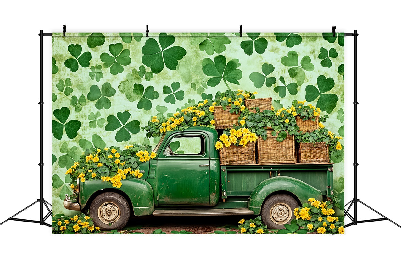 St Patrick Backdrop Yellow Blossoms Vintage Truck Backdrop UK LXX1-38