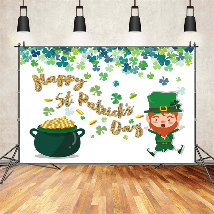 St Patrick's Backdrop Gold Coins Shamrock Celebration Backdrop UK LXX1-39