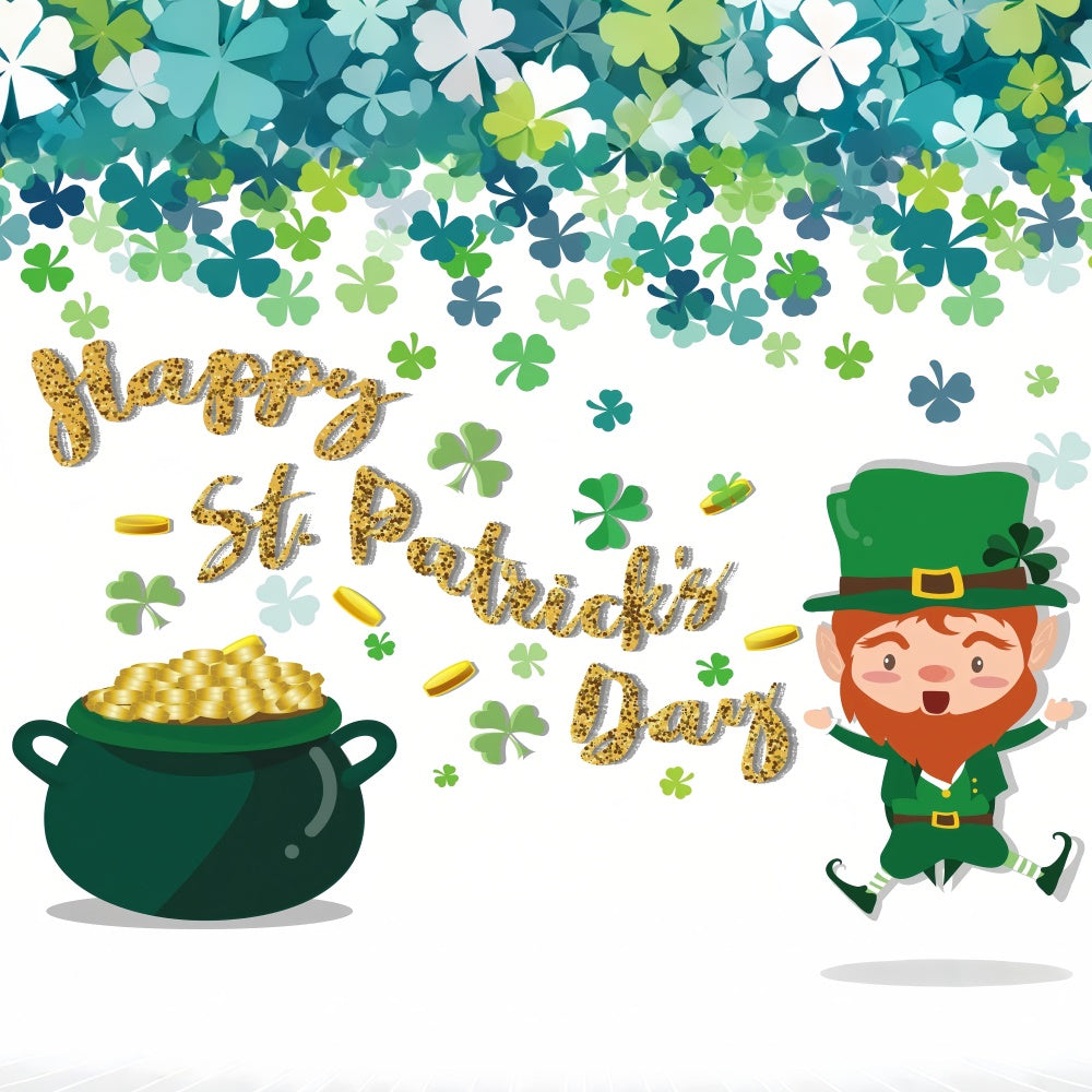 St Patrick's Backdrop Gold Coins Shamrock Celebration Backdrop UK LXX1-39