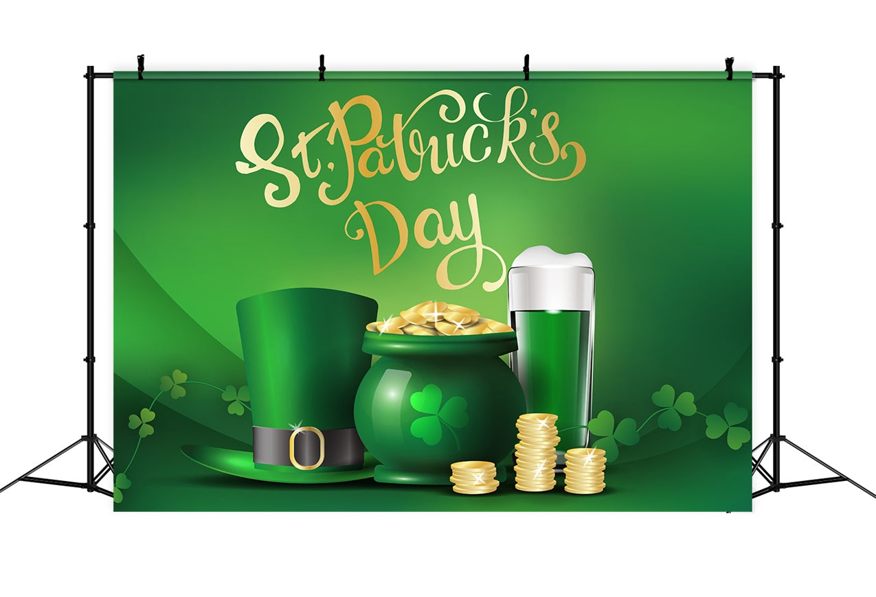 St Patricks Day Photo Backdrop Hat Beer Gold Coins Backdrop UK LXX1-40