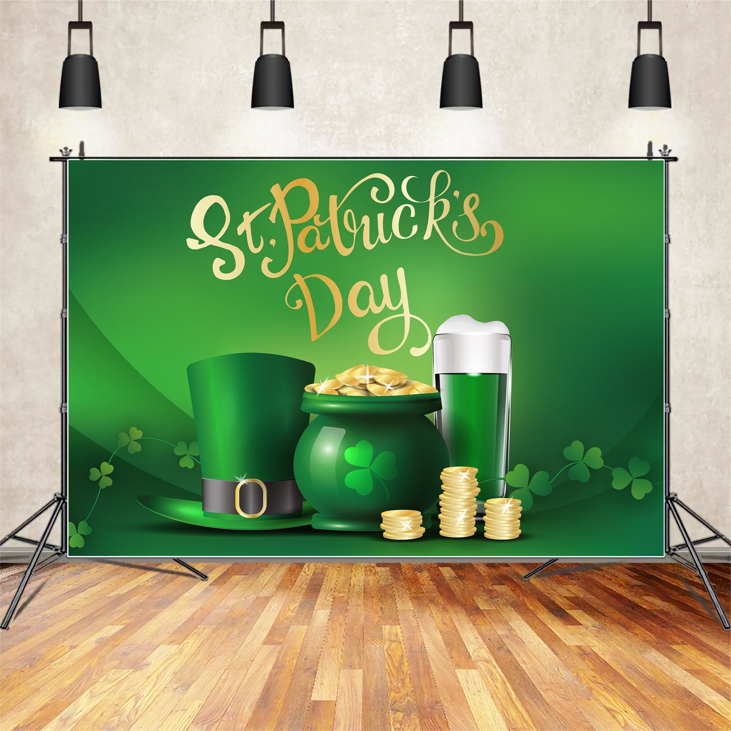 St Patricks Day Photo Backdrop Hat Beer Gold Coins Backdrop UK LXX1-40