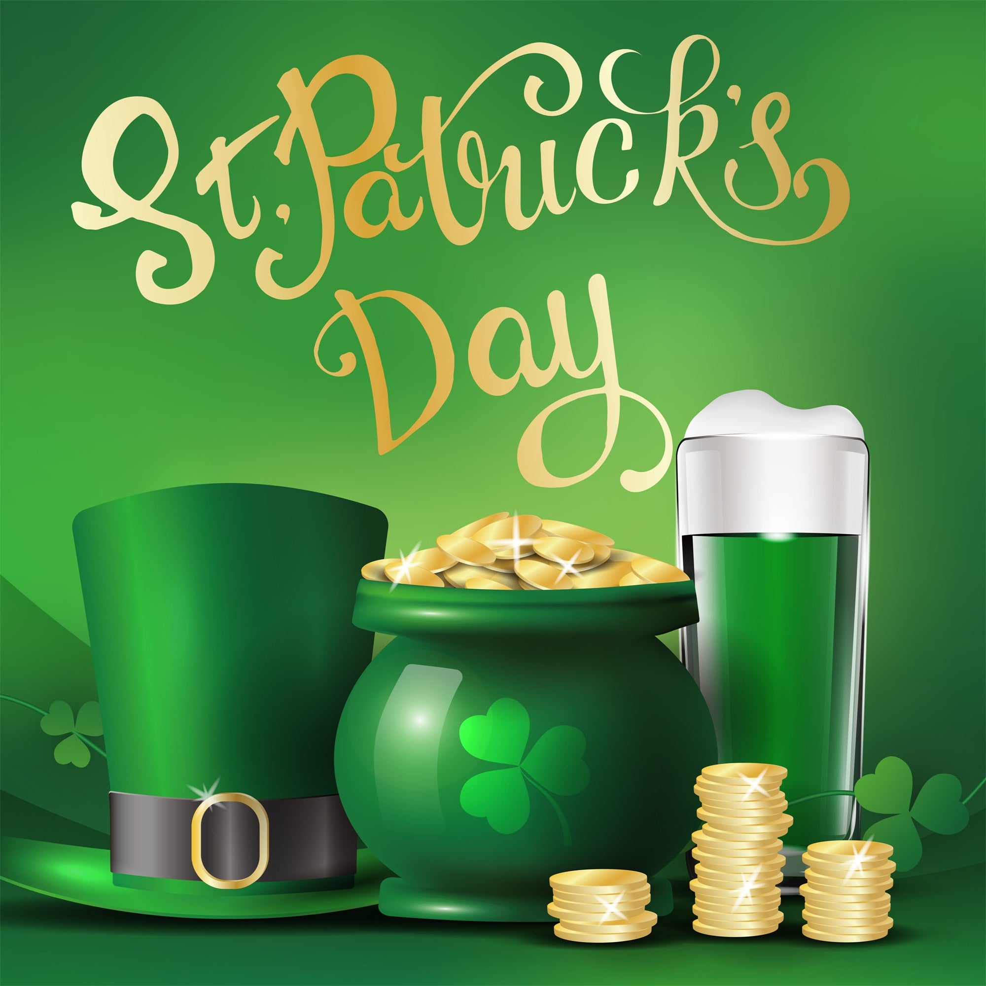 St Patricks Day Photo Backdrop Hat Beer Gold Coins Backdrop UK LXX1-40