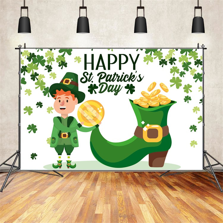 St Patrick's Day Backdrops Shamrock Lucky Boot Backdrop UK LXX1-43