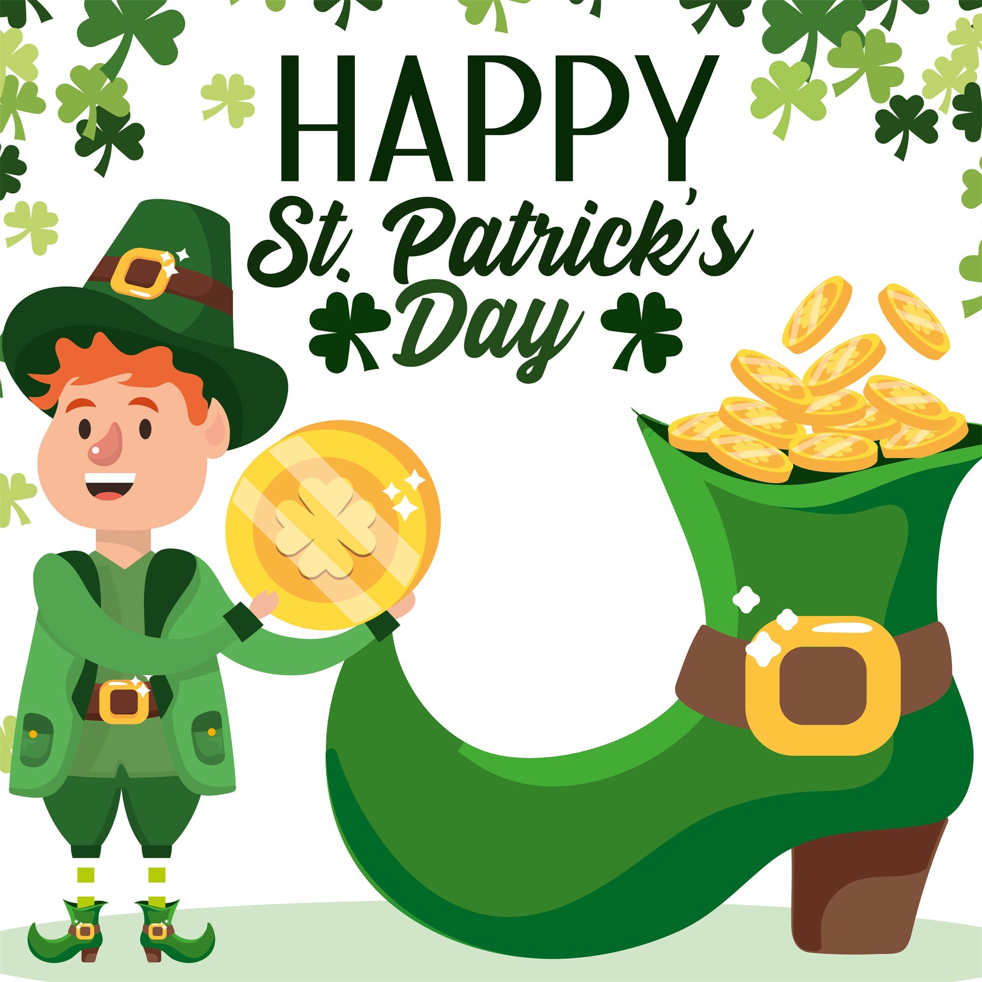 St Patrick's Day Backdrops Shamrock Lucky Boot Backdrop UK LXX1-43