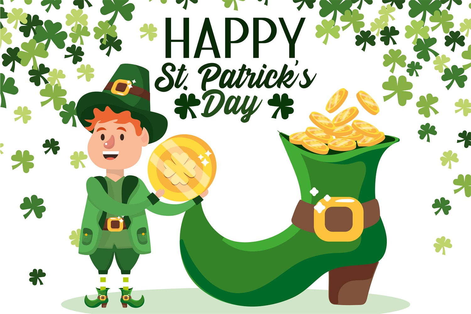 St Patrick's Day Backdrops Shamrock Lucky Boot Backdrop UK LXX1-43