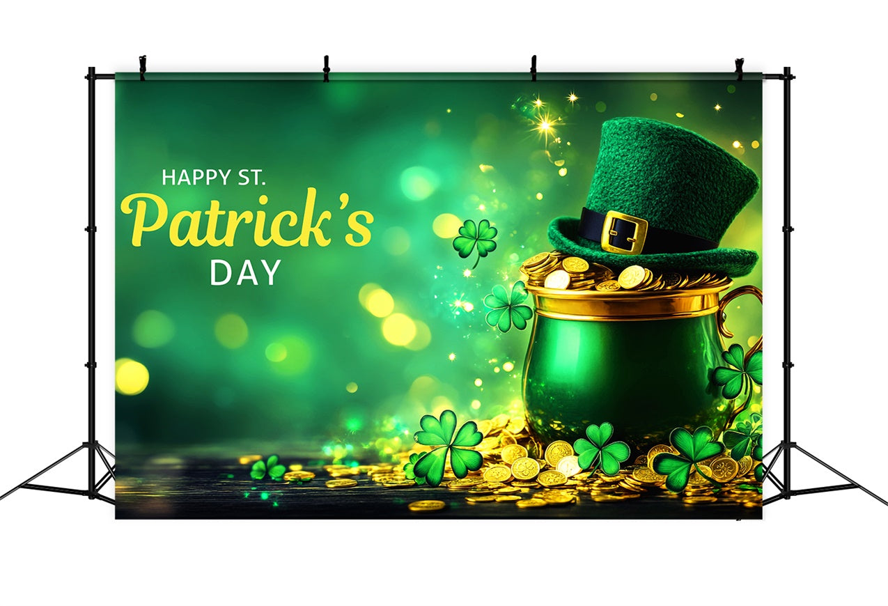 St Patrick's Day Backdrop Festive Clover Golden Coins Backdrop UK LXX1-44