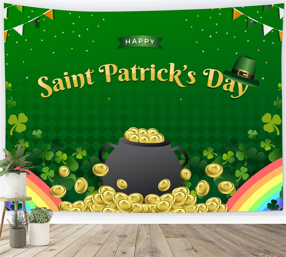 St Patricks Day Photo Backdrop Golden Coins Shamrock Backdrop UK LXX1-46