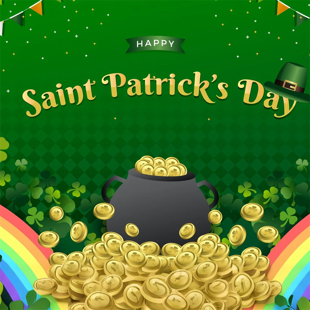 St Patricks Day Photo Backdrop Golden Coins Shamrock Backdrop UK LXX1-46