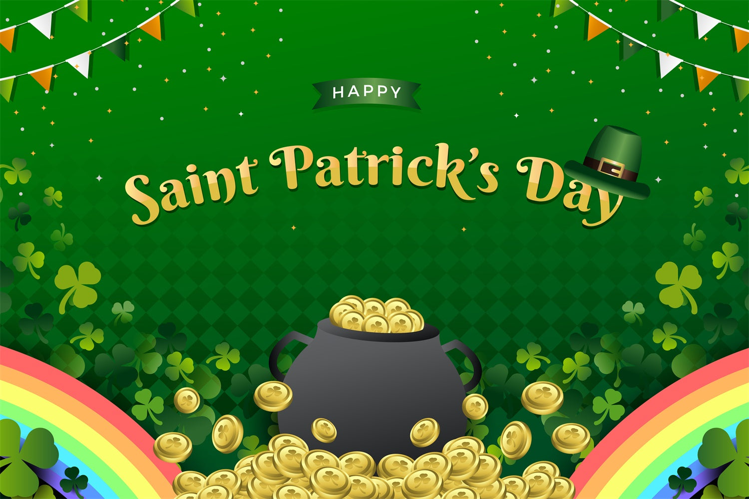 St Patricks Day Photo Backdrop Golden Coins Shamrock Backdrop UK LXX1-46