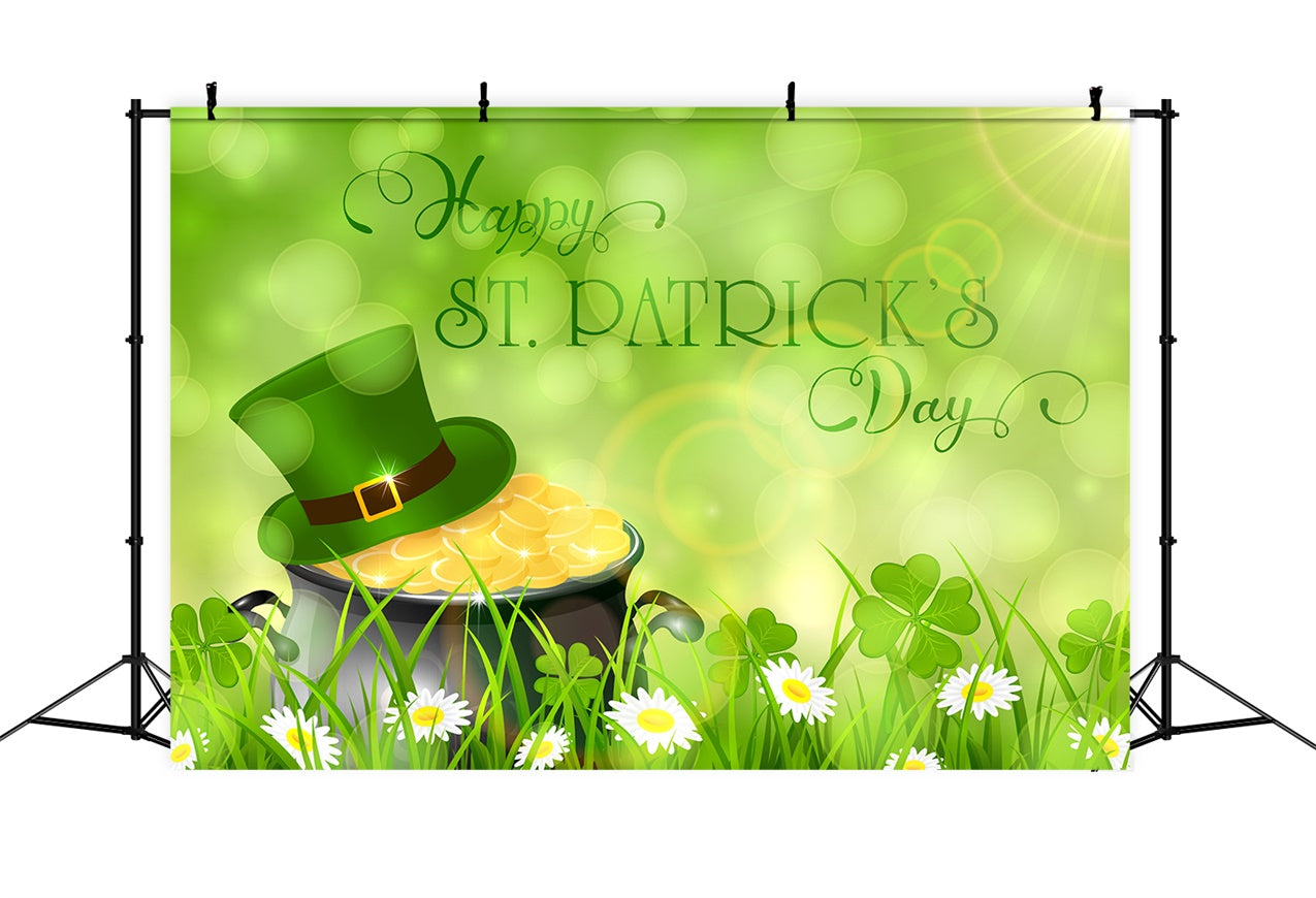 St Patrick's Backdrop Shamrock Grassfield Sunshine Coins Backdrop UK LXX1-47