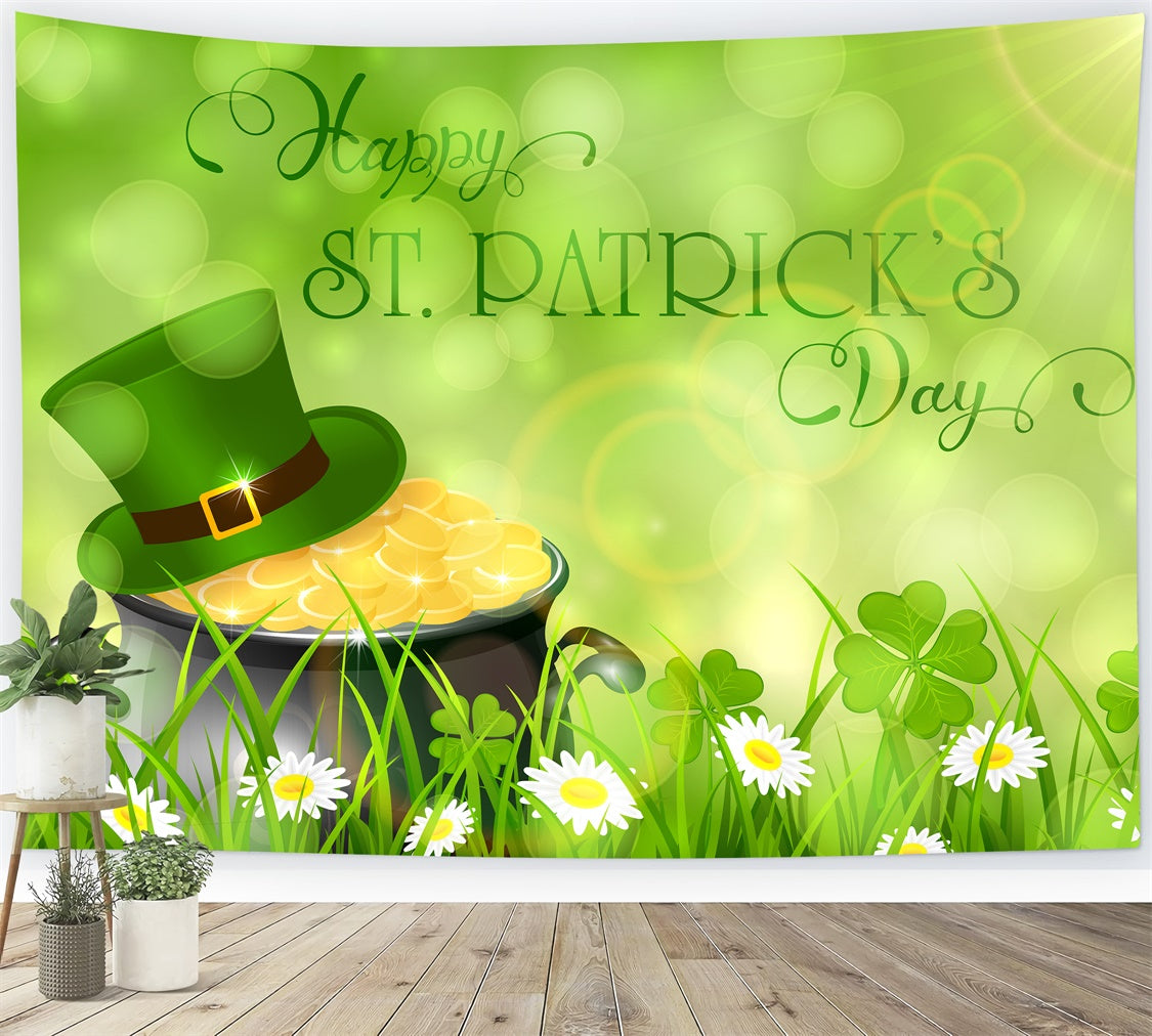 St Patrick's Backdrop Shamrock Grassfield Sunshine Coins Backdrop UK LXX1-47