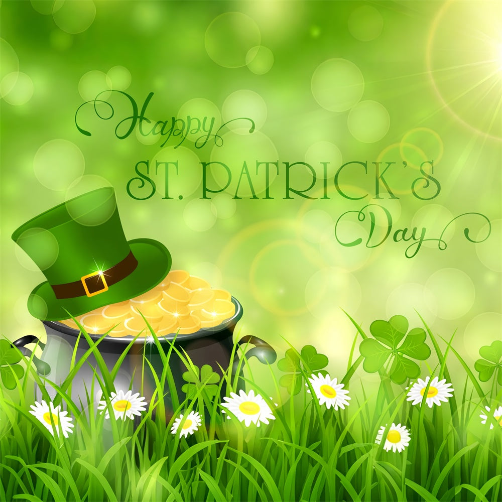 St Patrick's Backdrop Shamrock Grassfield Sunshine Coins Backdrop UK LXX1-47