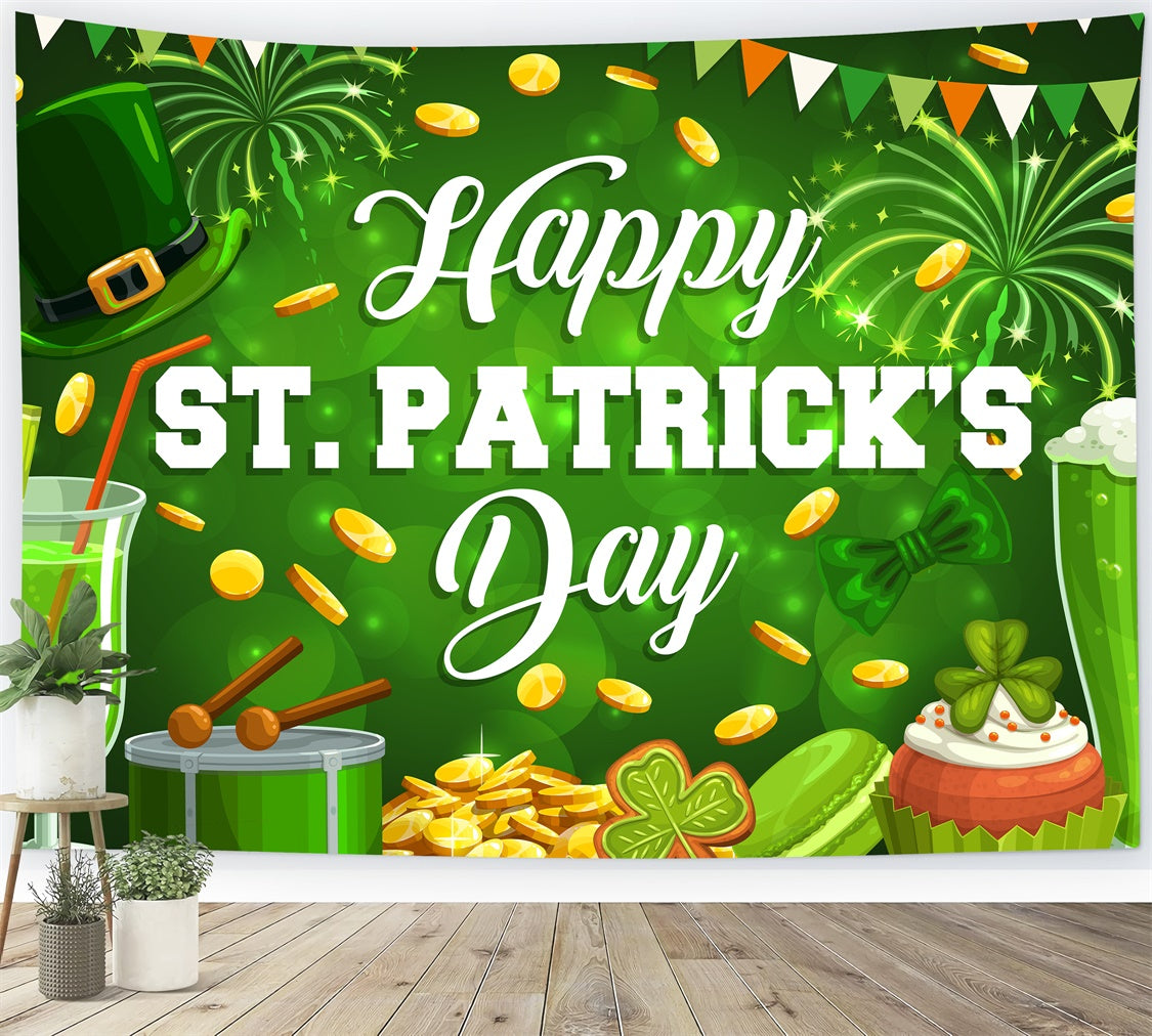 St Patrick Backdrop Festive Green Dessert Coins Backdrop UK LXX1-48