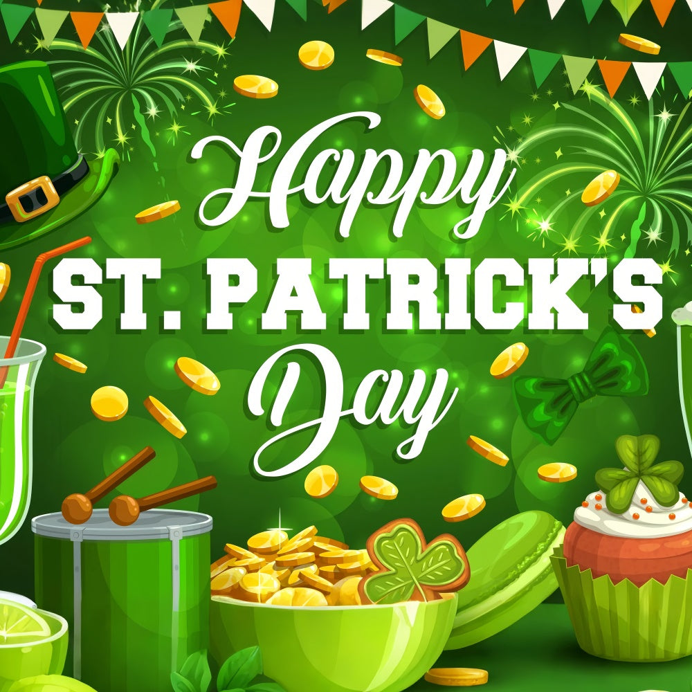 St Patrick Backdrop Festive Green Dessert Coins Backdrop UK LXX1-48