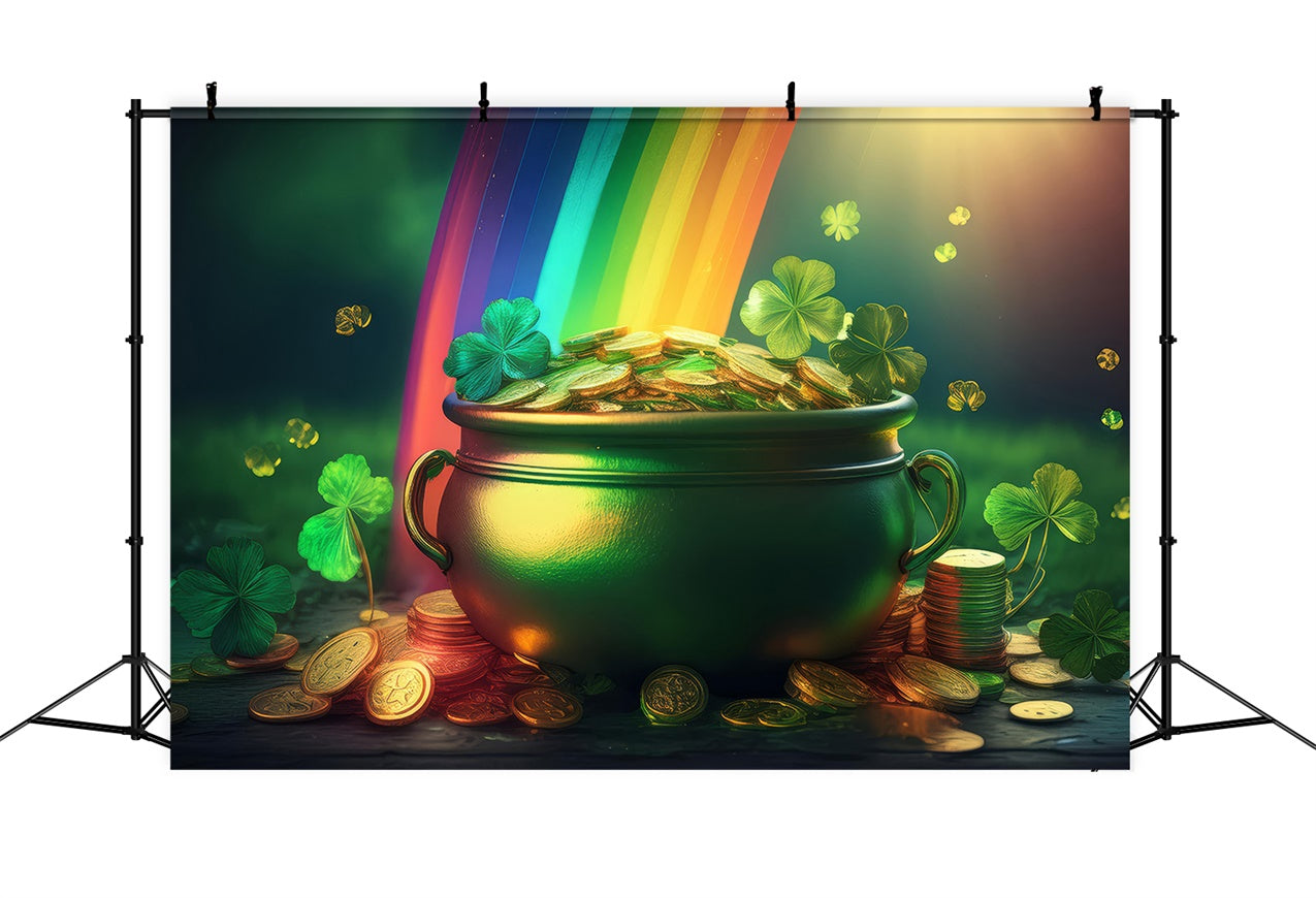 St Patricks Day Backdrops Lucky Pot Coins Rainbow Backdrop UK LXX1-50