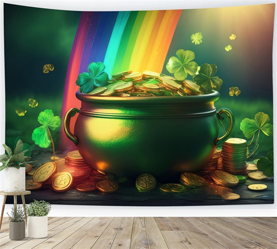 St Patricks Day Backdrops Lucky Pot Coins Rainbow Backdrop UK LXX1-50