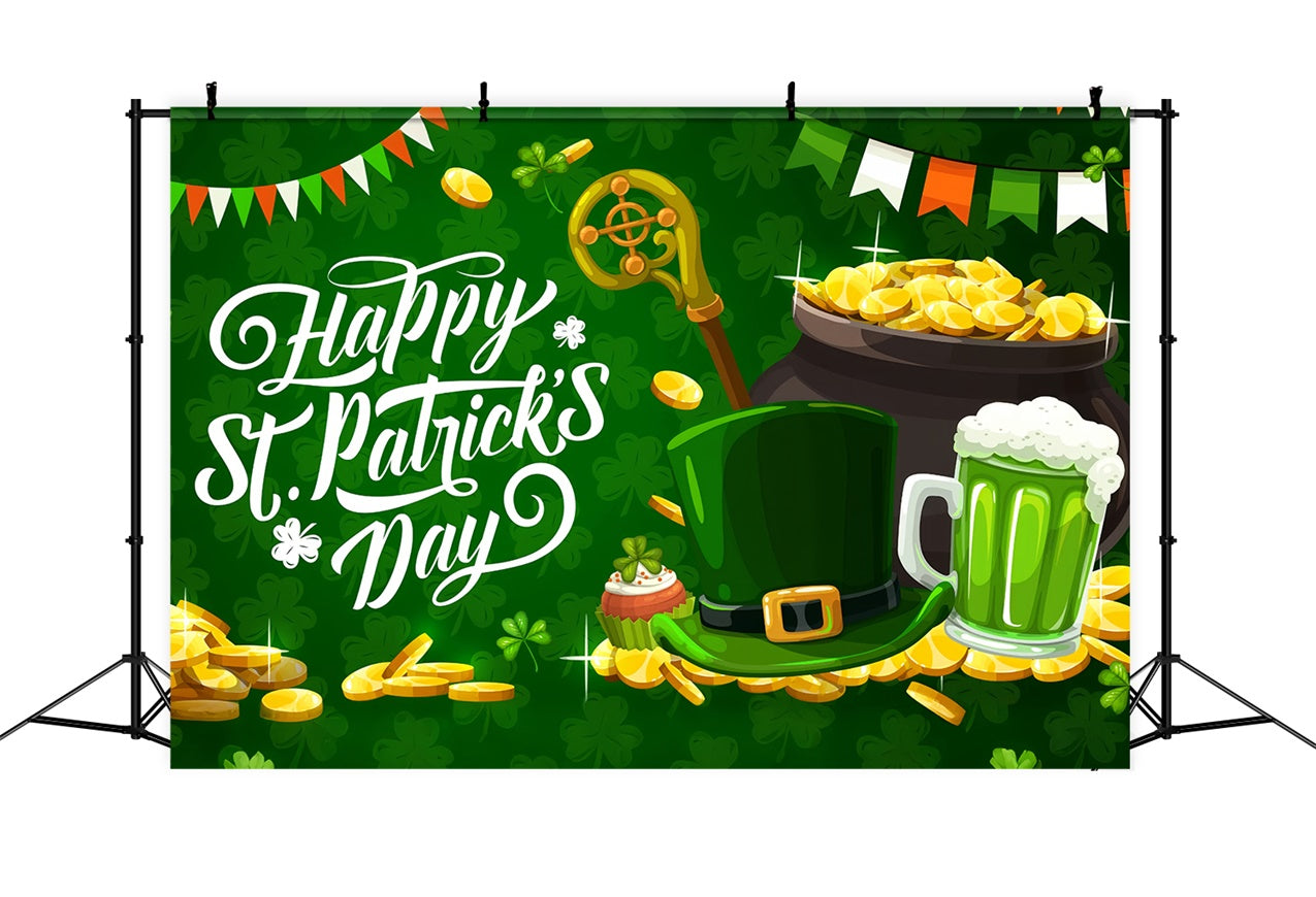 St Patricks Day Photo Backdrop Hat Golden Coins Backdrop UK LXX1-52