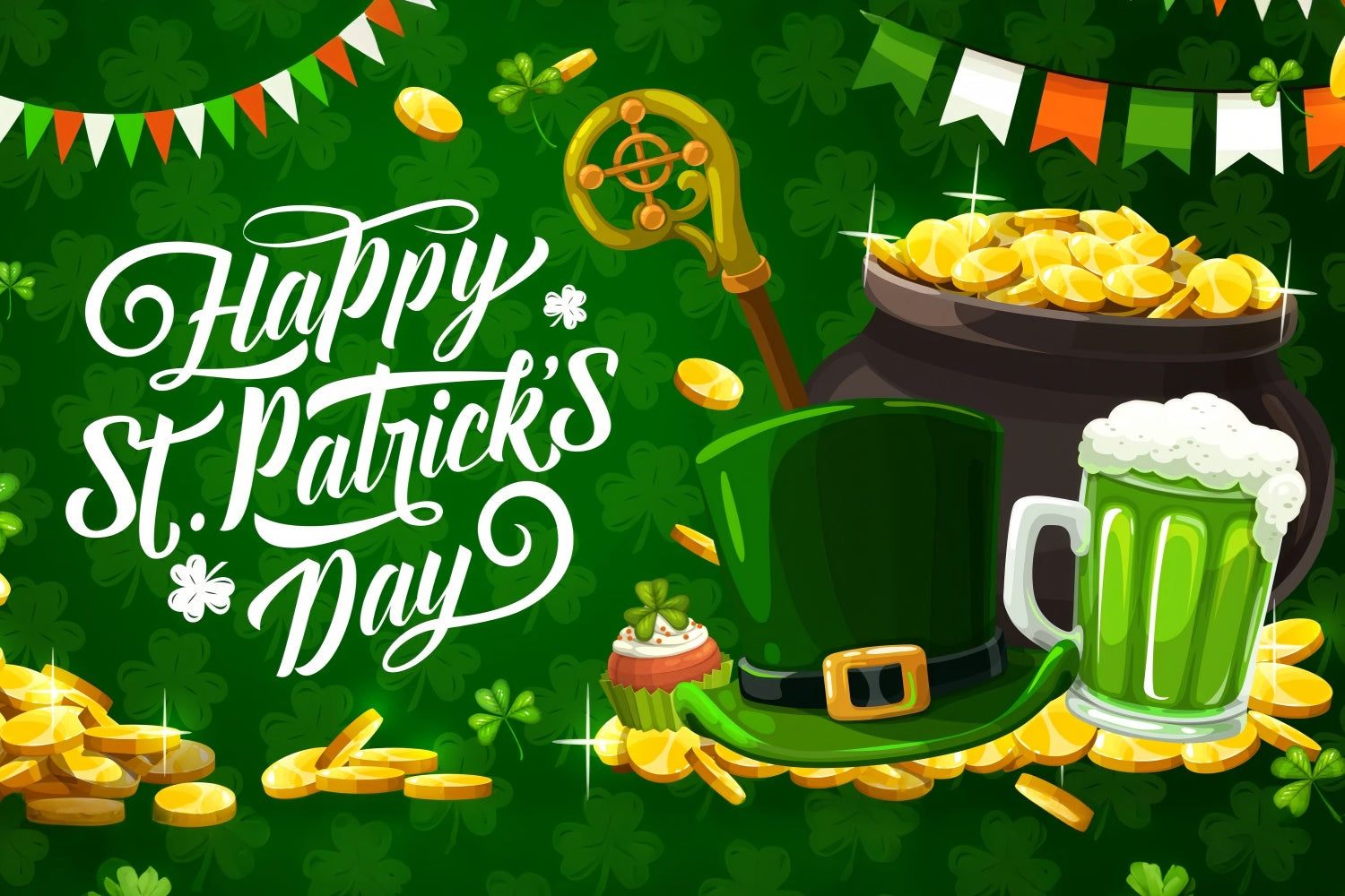 St Patricks Day Photo Backdrop Hat Golden Coins Backdrop UK LXX1-52