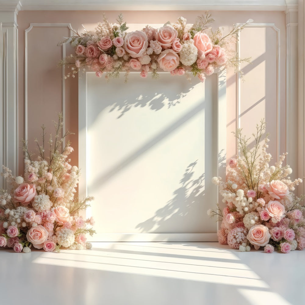 Spring Photography Backdrops Pastel Floral Frame Photography Backdrop UK LXX1-57