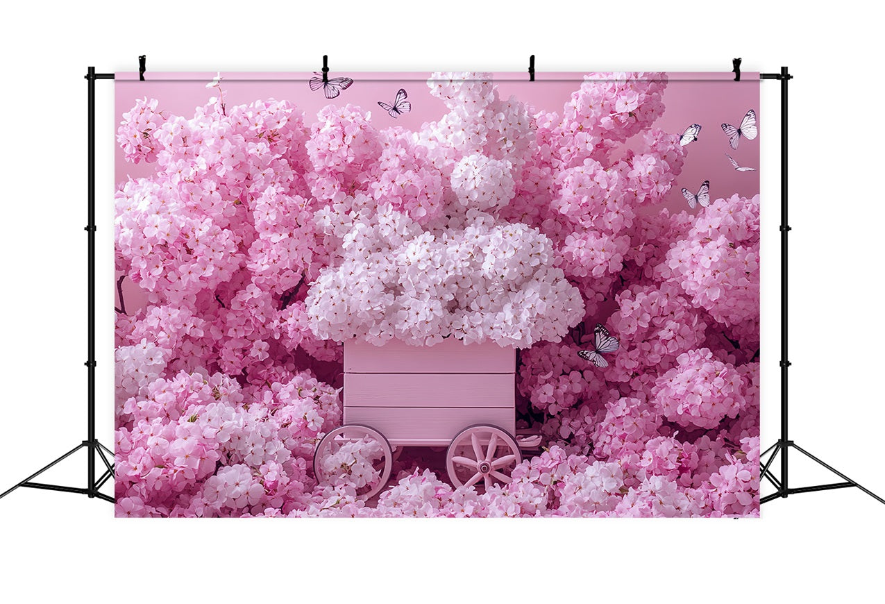 Spring Photography Backdrop Blushing Cherry Blossom Cart Backdrop UK LXX1-6