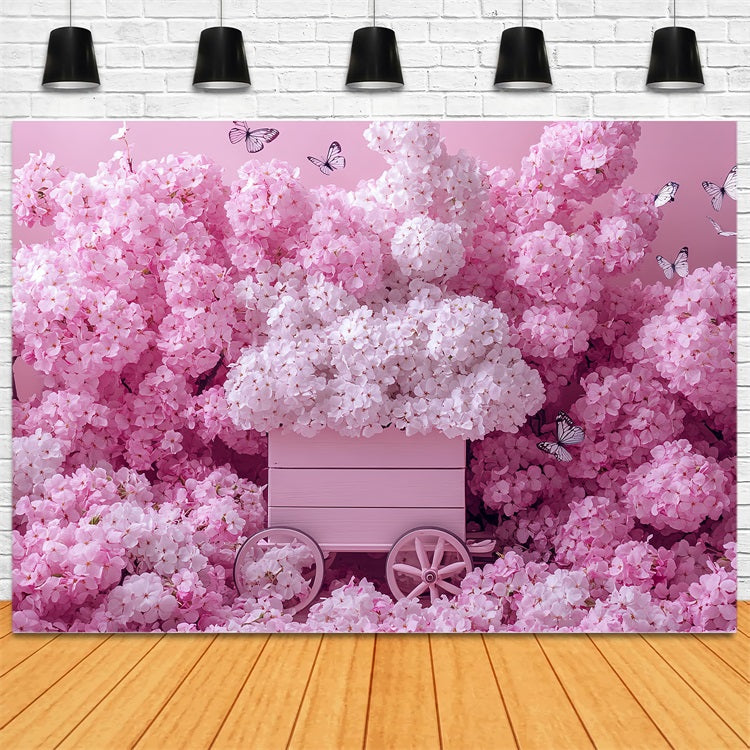 Spring Photography Backdrop Blushing Cherry Blossom Cart Backdrop UK LXX1-6