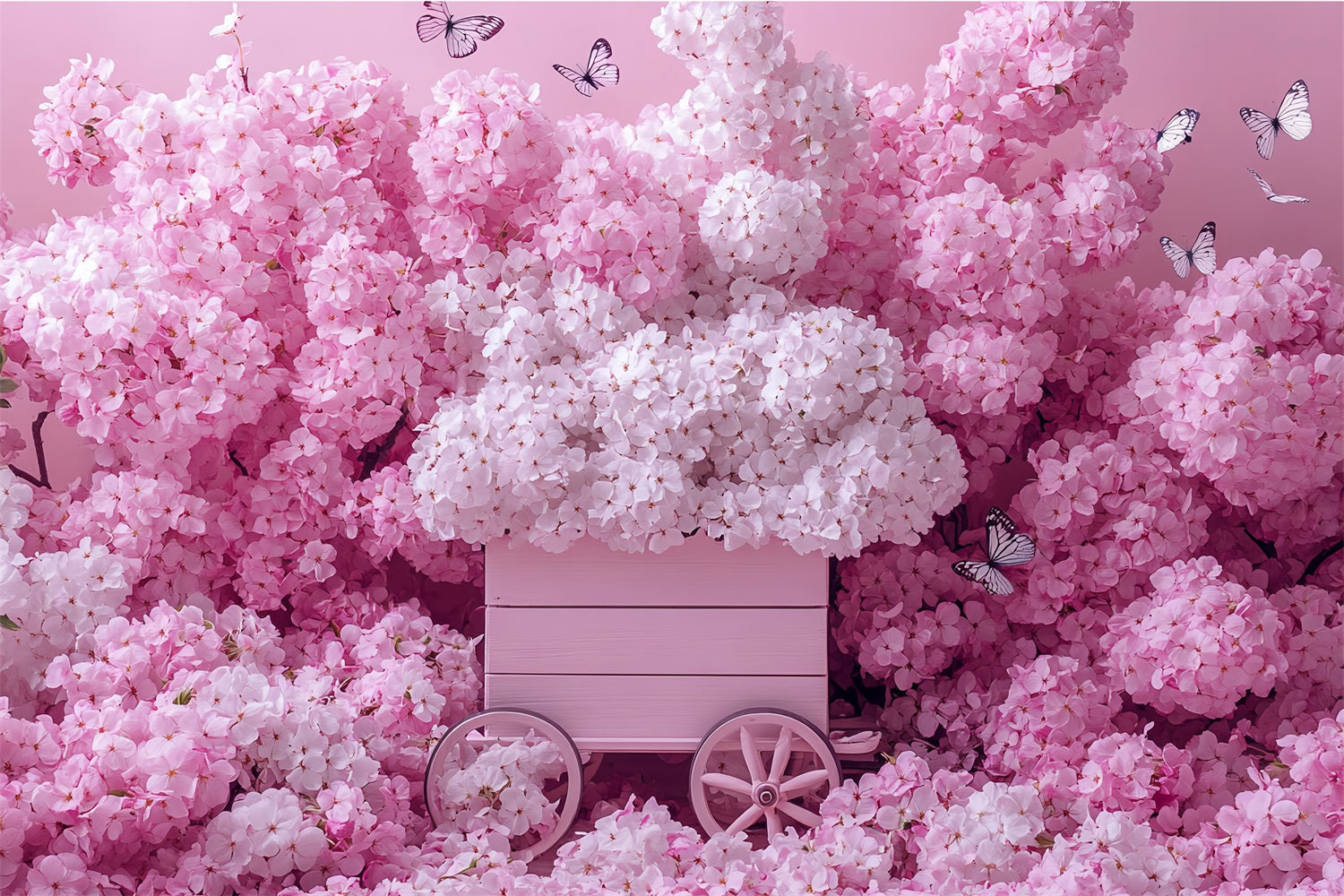 Spring Photography Backdrop Blushing Cherry Blossom Cart Backdrop UK LXX1-6