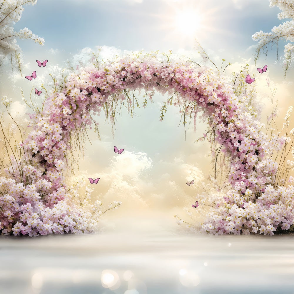 Spring Photography Backdrop Blossoming Pink Archway Butterflies Backdrop UK LXX1-62