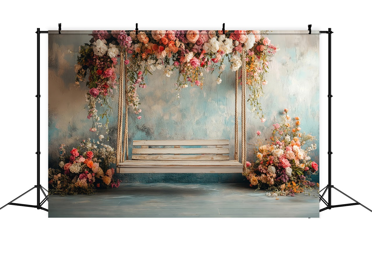 Spring Backdrop Ideas Rustic Swing Floral Backdrop UK LXX1-65