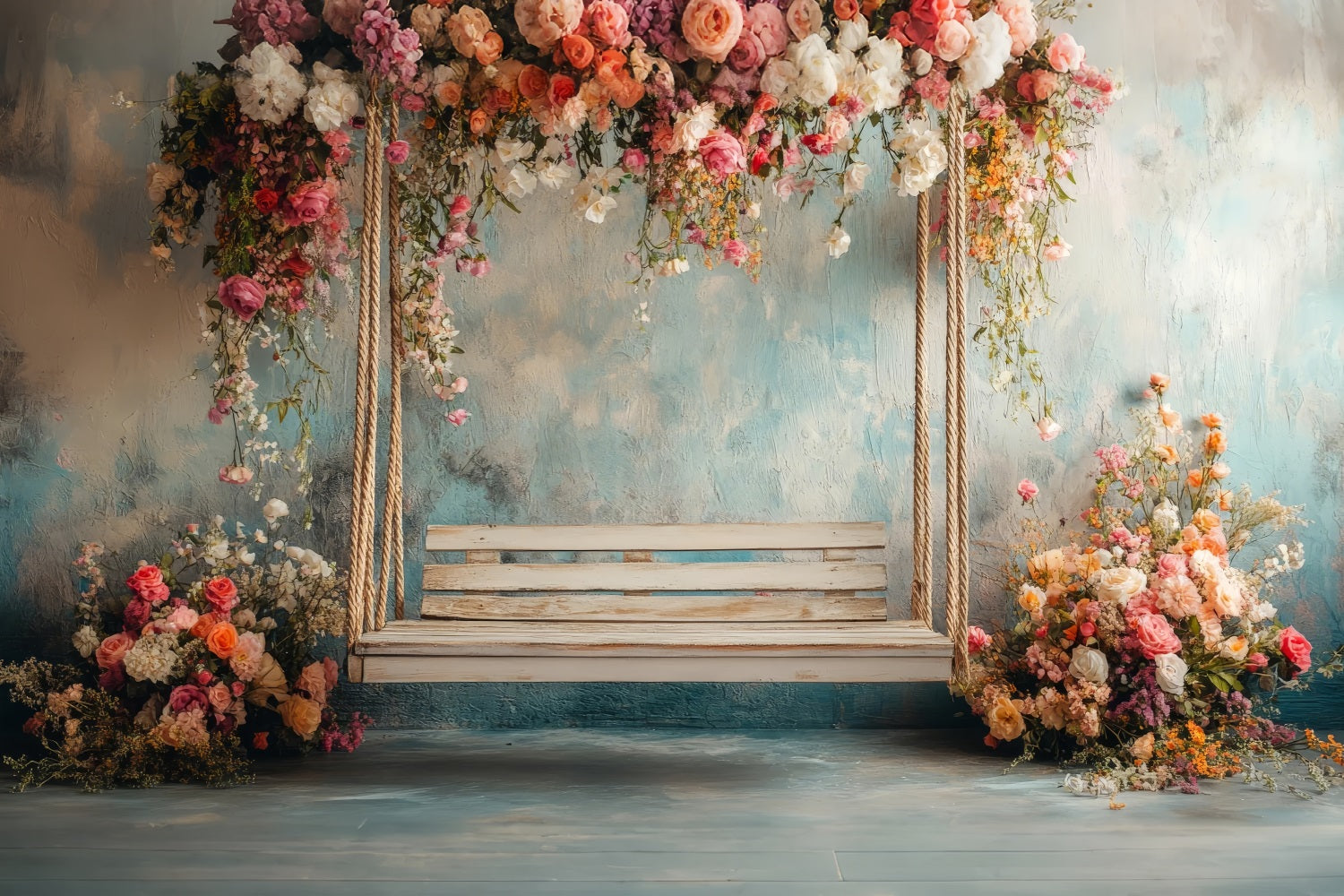 Spring Backdrop Ideas Rustic Swing Floral Backdrop UK LXX1-65