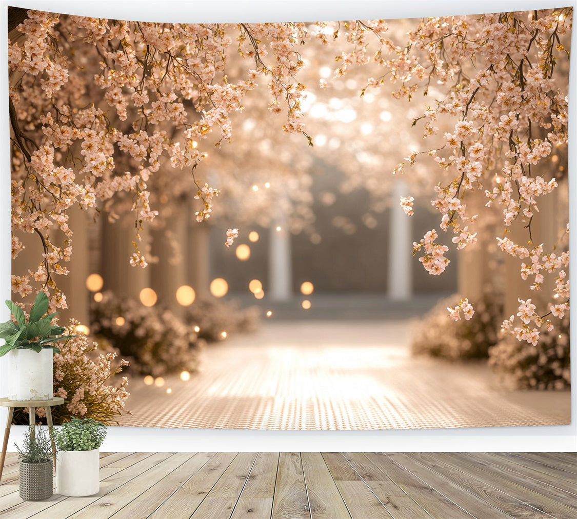 Spring Flower Backdrop Cherry Blossom Pathway Photography Backdrop UK LXX1-72