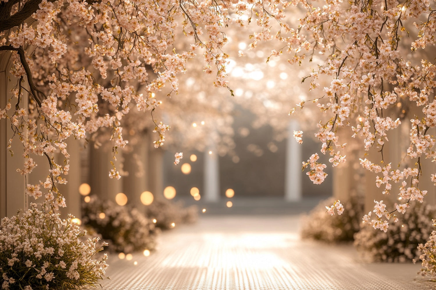 Spring Flower Backdrop Cherry Blossom Pathway Photography Backdrop UK LXX1-72