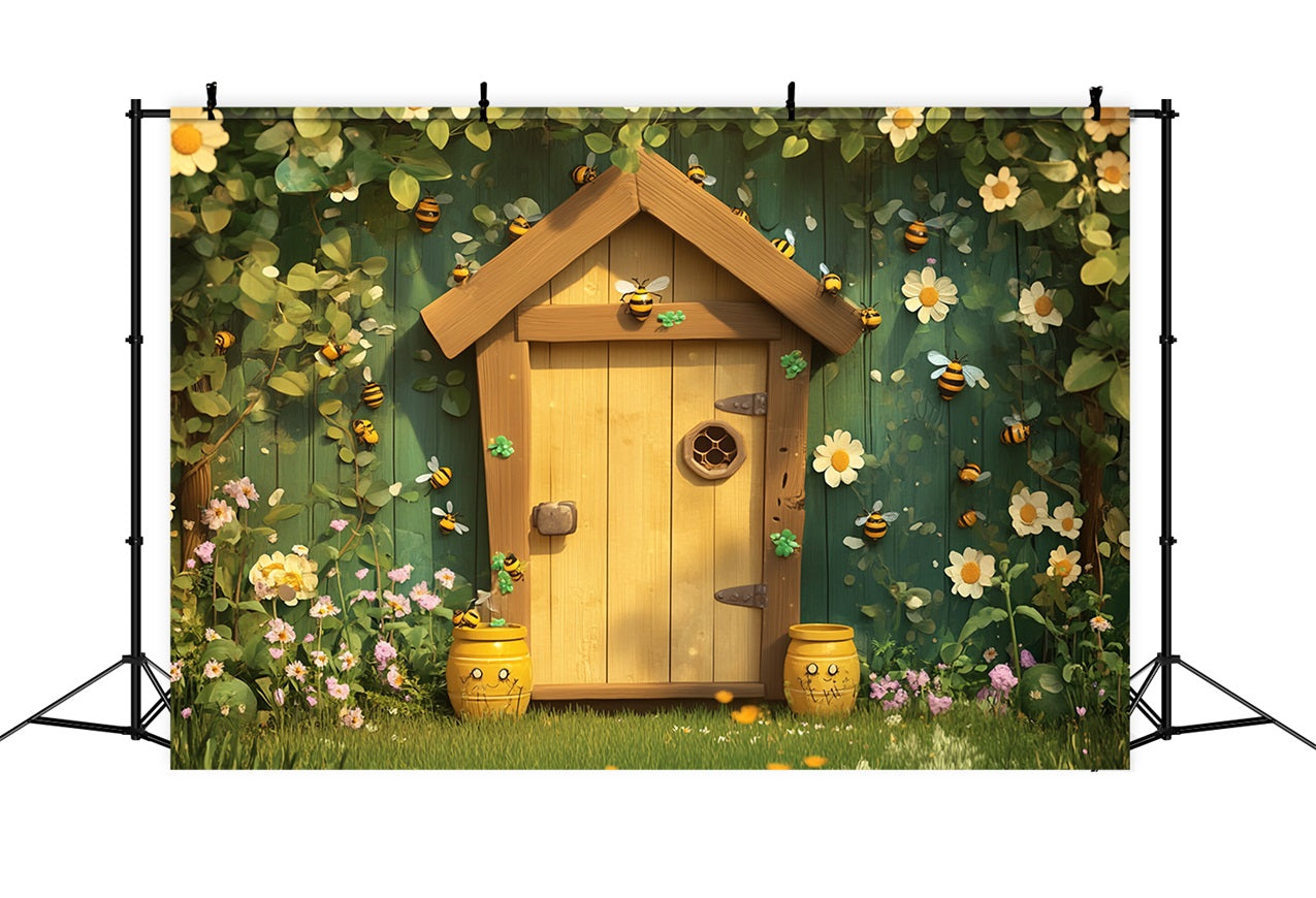 Photo Backdrop Spring Cottage Floral Bee Backdrop UK LXX1-73