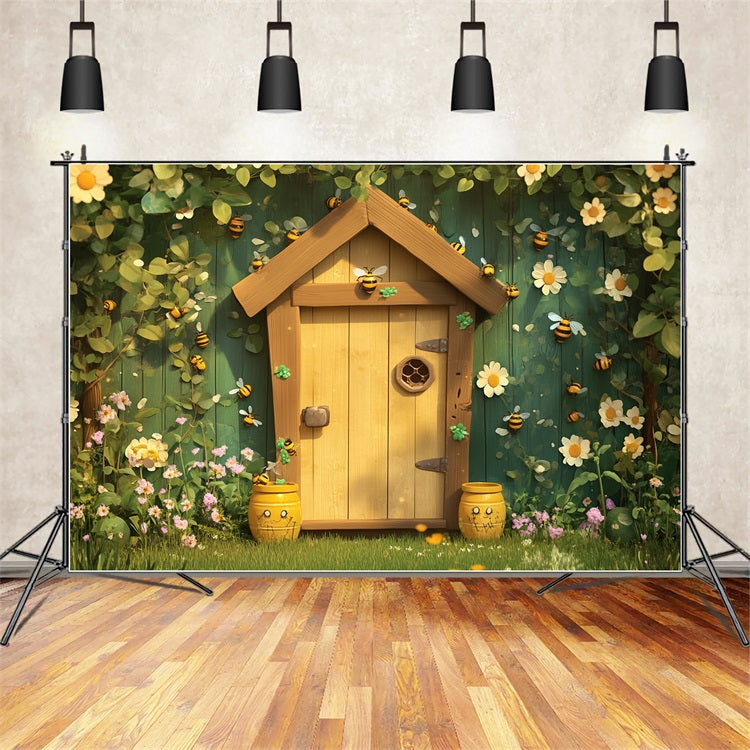 Photo Backdrop Spring Cottage Floral Bee Backdrop UK LXX1-73