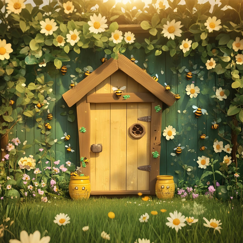 Photo Backdrop Spring Cottage Floral Bee Backdrop UK LXX1-73