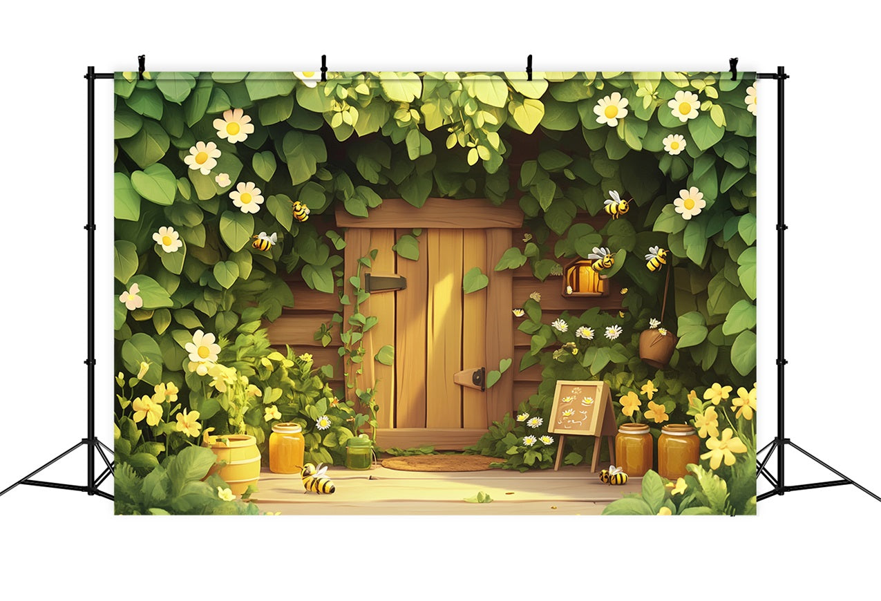 Springtime Backdrops Cottage Door Ivy Daisies Backdrop UK LXX1-74