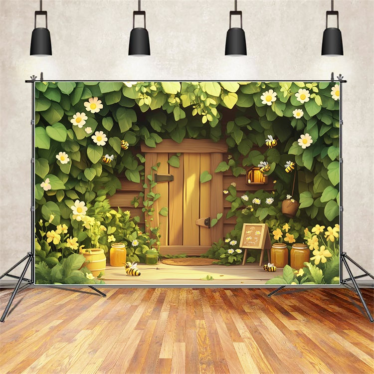 Springtime Backdrops Cottage Door Ivy Daisies Backdrop UK LXX1-74