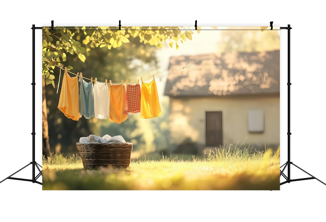 Spring Photoshoot Backdrop Rustic Clothesline Sunlit Meadow Backdrop UK LXX1-78