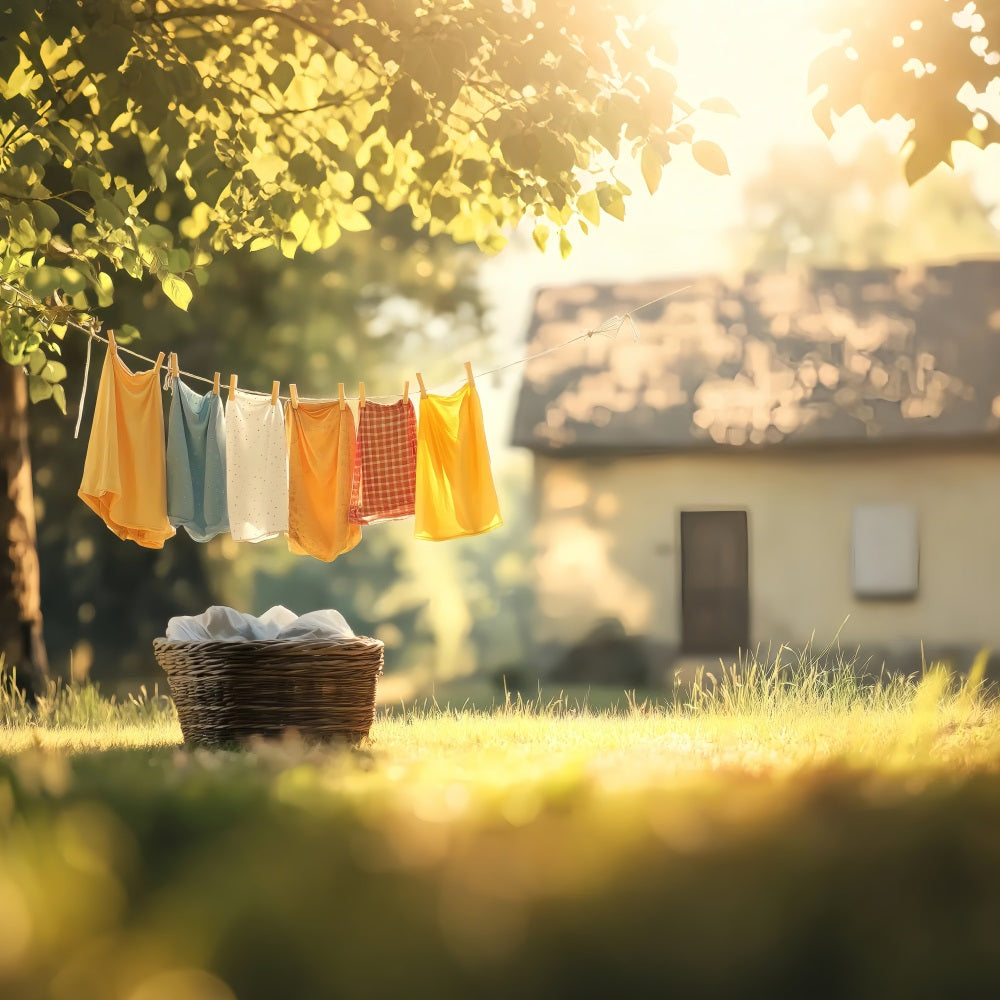 Spring Photoshoot Backdrop Rustic Clothesline Sunlit Meadow Backdrop UK LXX1-78