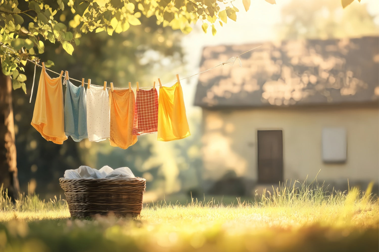 Spring Photoshoot Backdrop Rustic Clothesline Sunlit Meadow Backdrop UK LXX1-78