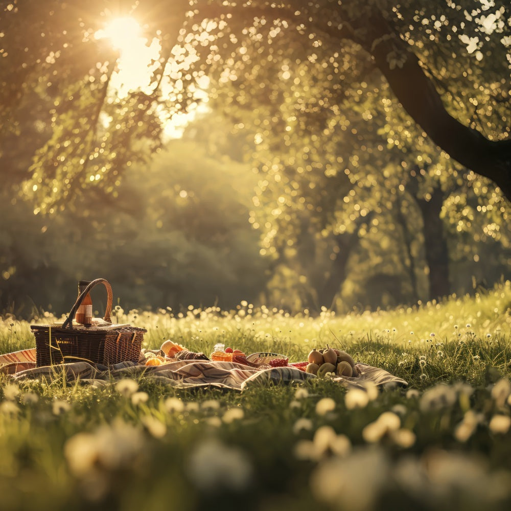 Spring Photo Booth Backdrop Sunny Picnic Scene Grass Backdrop UK LXX1-79