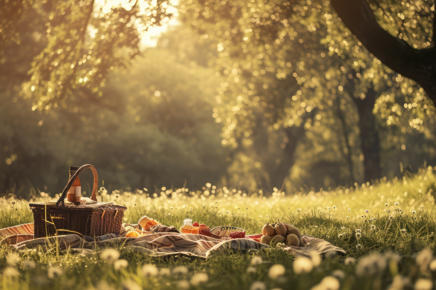 Spring Photo Booth Backdrop Sunny Picnic Scene Grass Backdrop UK LXX1-79