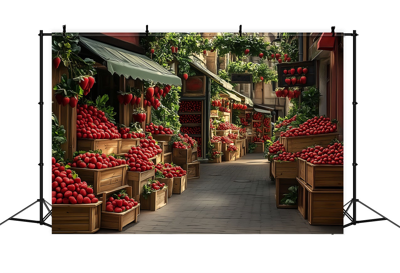 Spring Backdrop Strawberry Rustic Market Scene Backdrop UK LXX1-84