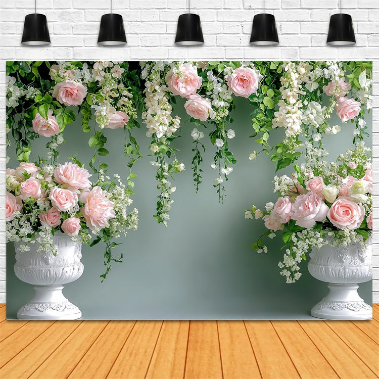 Spring Backdrop Ideas Hanging Florals Urn Decor Backdrop UK LXX1-9