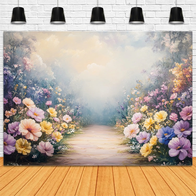 Spring Backdrop Flowers Dreamy Wildflower Path Backdrop UK LXX1-92