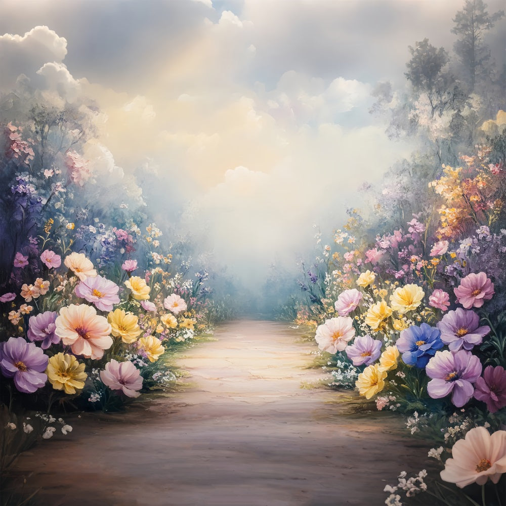 Spring Backdrop Flowers Dreamy Wildflower Path Backdrop UK LXX1-92