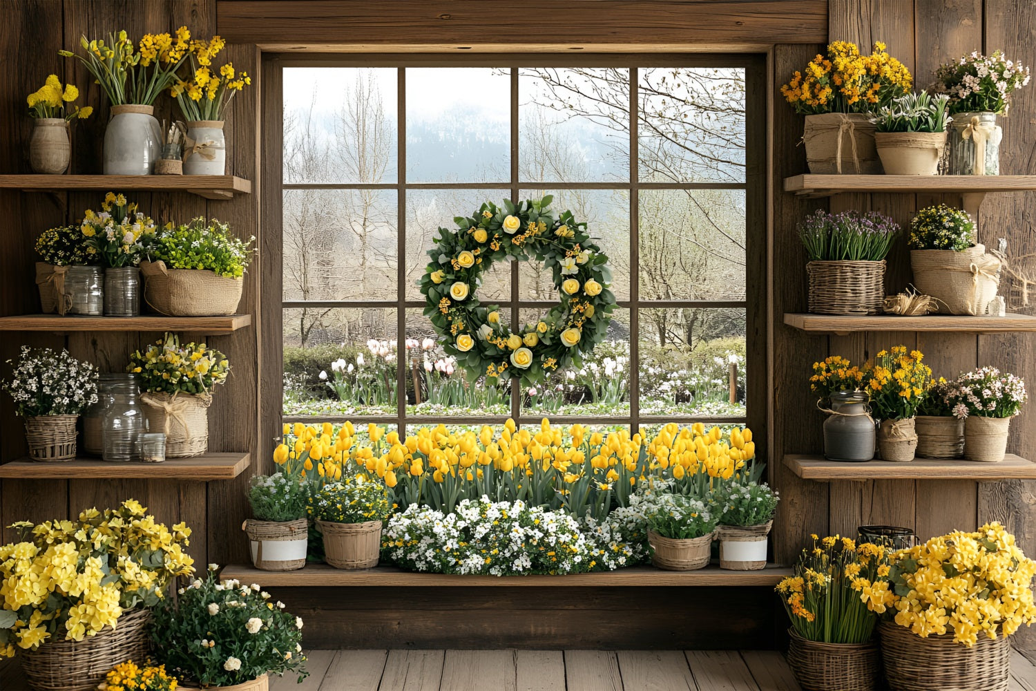 Backdrops For Spring Floral Window Scene Backdrop UK LXX1-94