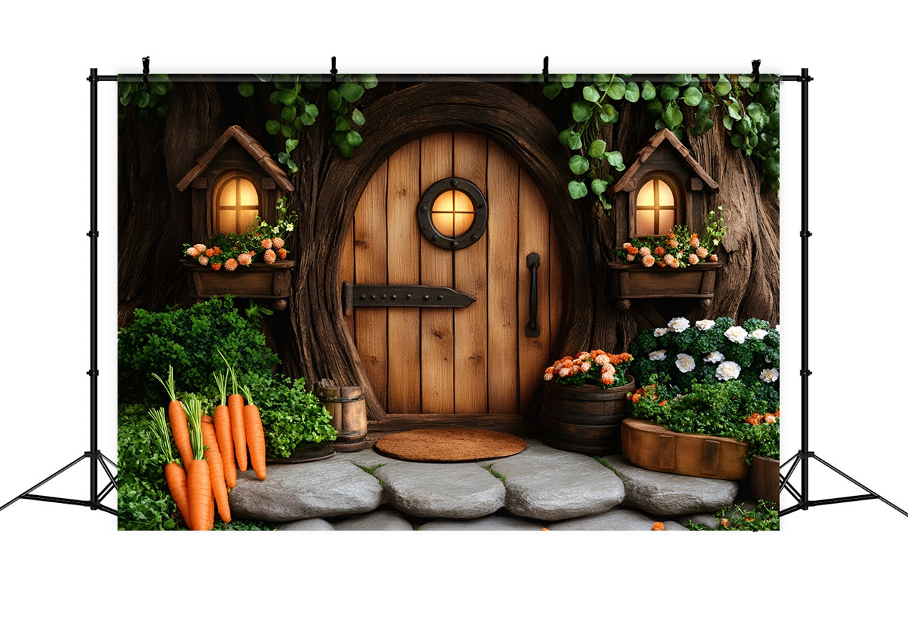 Spring Themed Backdrop Tree Doorway Carrots Backdrop UK LXX1-97