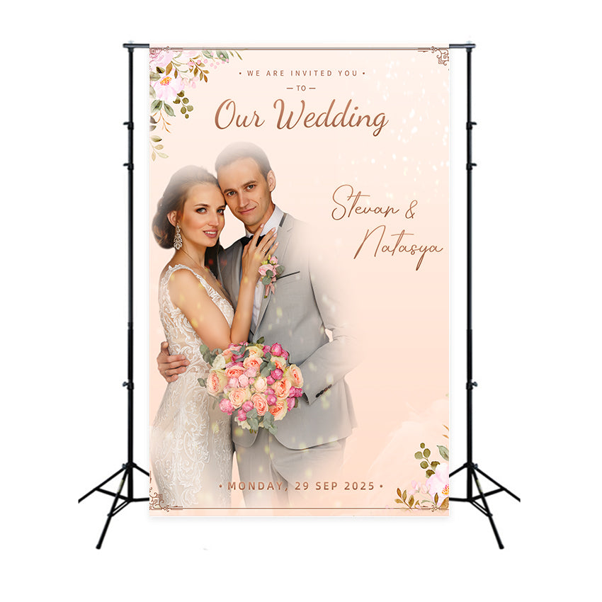 Custom Wedding Backdrops Classic Floral Invitation Backdrop UK LXX2-127