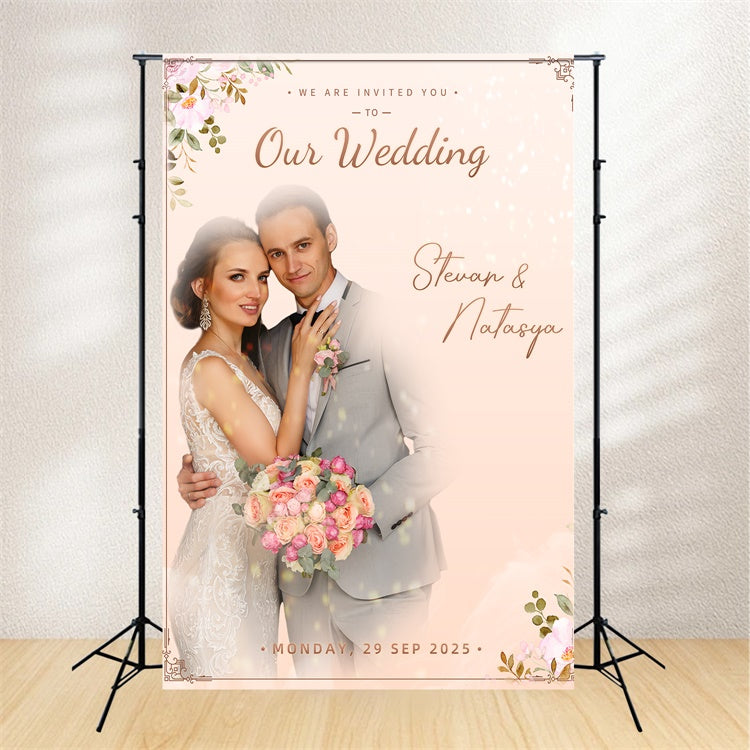 Custom Wedding Backdrops Classic Floral Invitation Backdrop UK LXX2-127