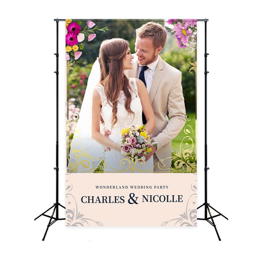 Personalized Wedding Backdrop Romantic Garden Floral Backdrop UK LXX2-129